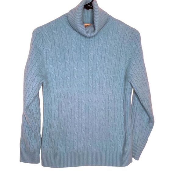 Vertical Design 2-Ply Baby Blue 100% Cashmere PLUSH Lux Turtleneck Sweater -Sz L - Picture 3 of 7